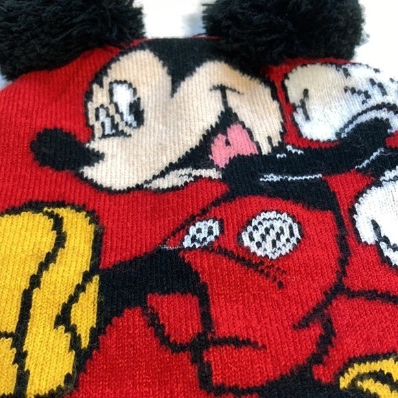 MICKEY MOUSE Pom Pom Ears Winter Knit Hat Disney Toddler - Picture 3 of 8